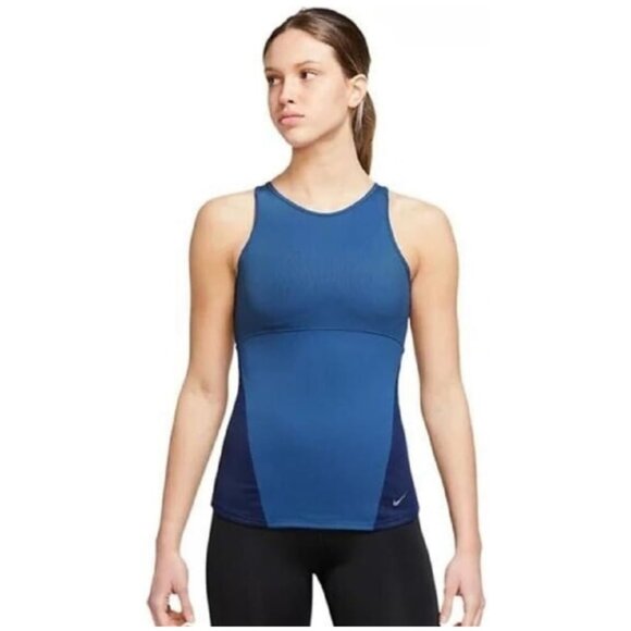 Nike Yoga NWT Women's Dri-Fit Blue/Navy Athletic Tank Top, Size Medium - Picture 1 of 8